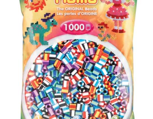 HAMA Zažehlovací korálky Midi pruhované mix 1000 korálků 6 barev
