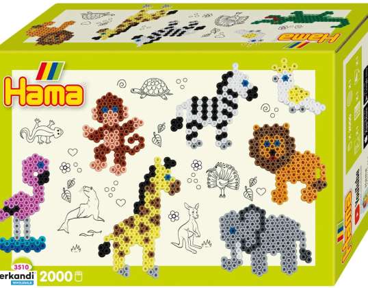 HAMA Gift Pack Zoo Animals Ironing Beads Midi approx. 2000 pieces including pegboard and accessories