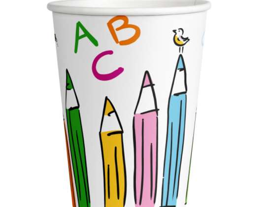 8 Paper Cups Back to School 250 ml