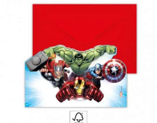 Marvel Avengers 6 kutsekaart ümbrikuga