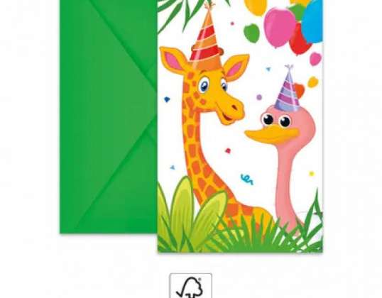 Dschungel   6 Einladungskarte mit Umschlag
