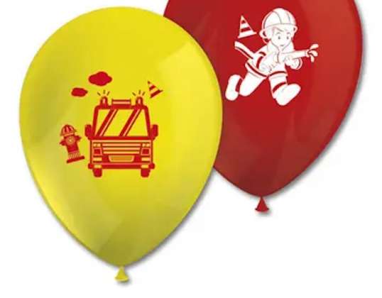 Fire brigade 8 balloons 2 assorted