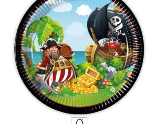 Pirati dell'Isola 8 Piatti di Carta 23 cm