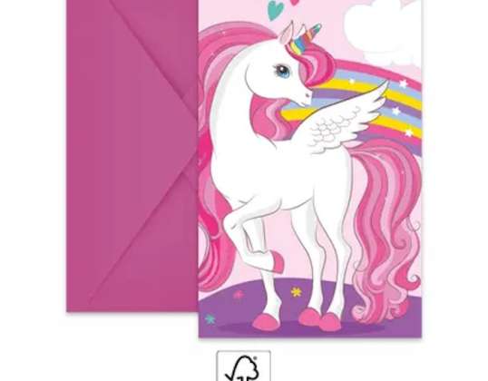Unicorn 6 Invitation Card with Envelope