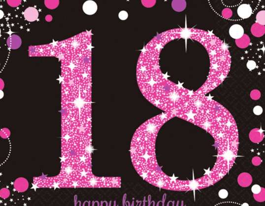 16 Servietten 18 Sparkling Celebration   Pink 33 x 33 cm