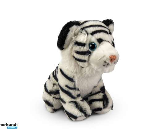 Figura di peluche seduta bianca tigre 18 cm