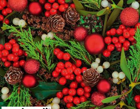 20 prtičkov 33 x 33 cm Rdeče jagode in okraski Božič