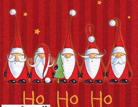 20 servetėlių / napinų 33 x 33 cm Kalėdų seneliai dainuoja Ho Ho Ho Kalėdas