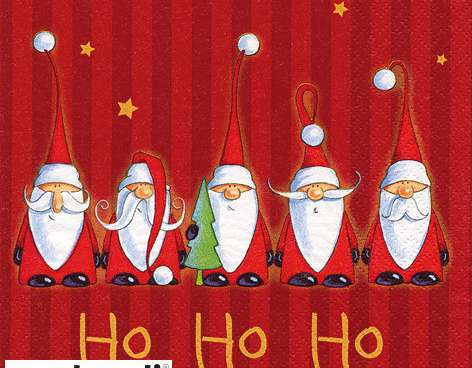 20 napkins / napins 33 x 33 cm Santas singing Ho Ho Ho Christmas