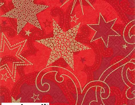 20 serwetek 33 x 33 cm Gwiazdy świecą na czerwono Boże Narodzenie