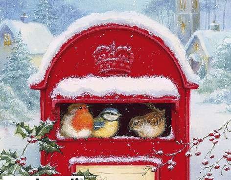 20 servetėlių 24 x 24 cm Raudona pašto dėžutė Kalėdos