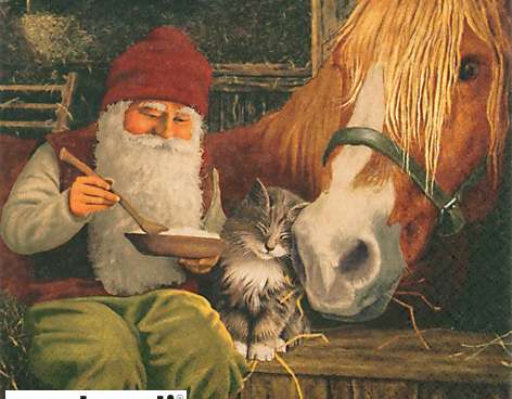 20 Servietten / Napins 33 x 33 cm   Nisse with Horse   Christmas