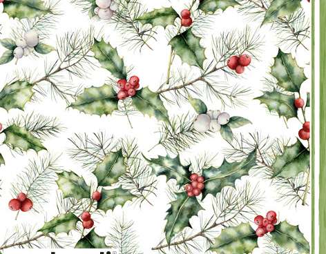 20 salvrätikut 33 x 33 cm Holly &; Mistletoe Jõulud