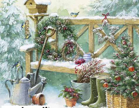 20 napkins / napins 33 x 33 cm Winter Gardening Christmas