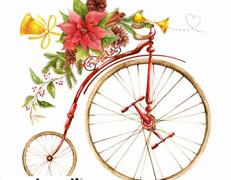 20 salvrätikut 33 x 33 cm Retro Bicicletta di Natale Christmas