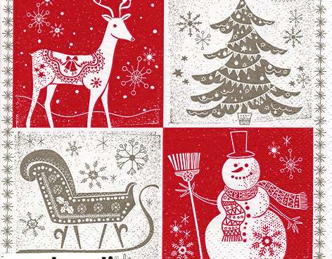 20 napkins / napins 33 x 33 cm Christmas Greetings red/taupe Christmas