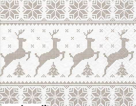 20 servetter 33 x 33 cm Hjortar med träd taupe jul