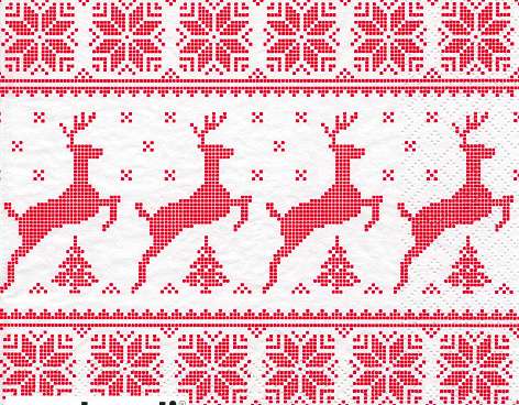 20 servetter 24 x 24 cm Hjortar med träd röd jul