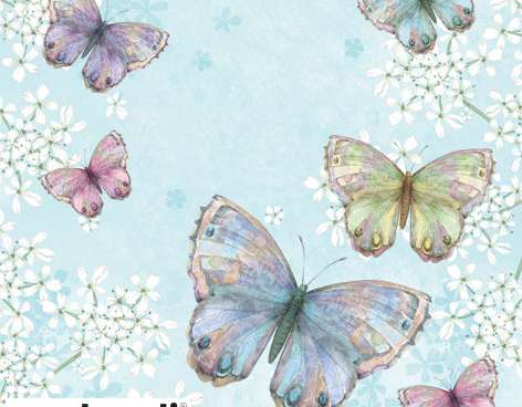 20 obrúskov 33 x 33 cm Bellissima Farfalla modrá každý deň