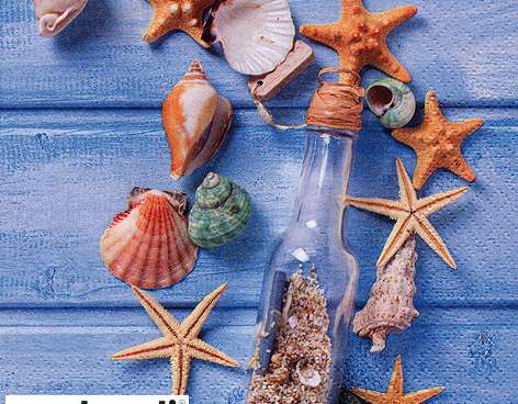 20 Napkins 33 x 33 cm Glass Bottle with Seashells Everyday