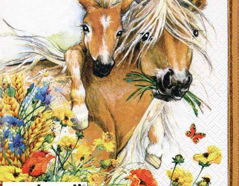 20 napkins 33 x 33 cm Horses in Summer Meadow Everyday