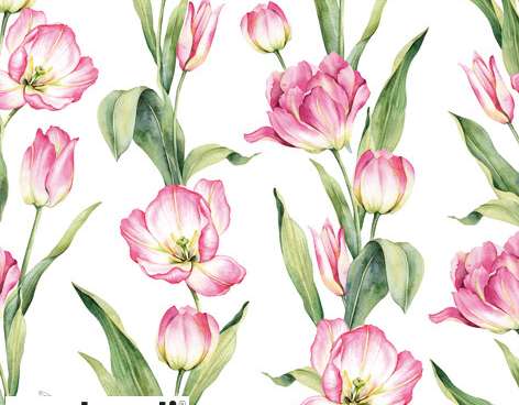20 serviettes de table 33 x 33 cm Chaînes de Tulipes rose Printemps 2024