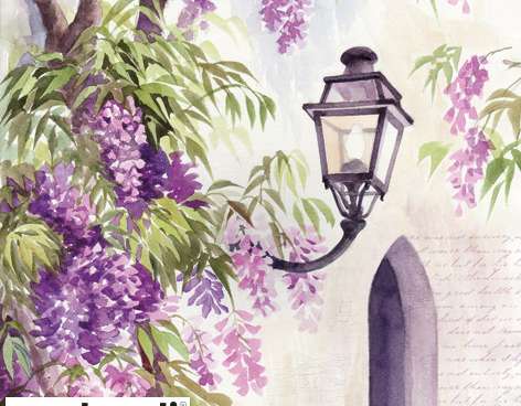 20 Servietten / Napins 33 x 33 cm   Lantern among Wisteria Bloom   Spring 2024