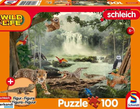 Schleich Divje življenje v deževnem gozdu 100-delna figura krokodil fant sestavljanka