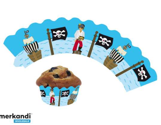 PIRATEN   12 Deko Banderolen für Muffins und Cupcakes