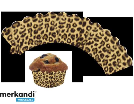 LEOPARD   12 Deko Banderolen für Muffins und Cupcakes