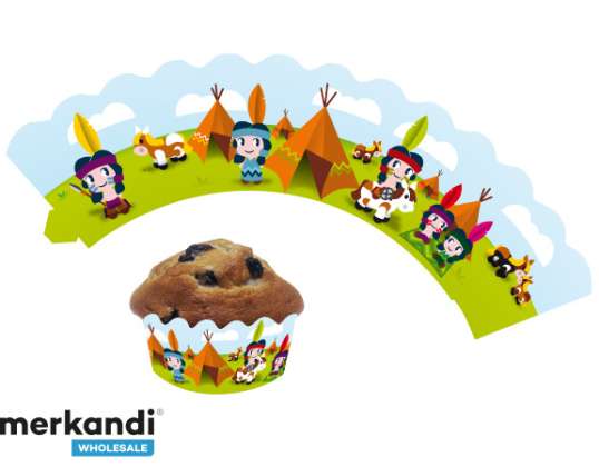 INDIANER 12 Muffin ve Cupcakes için Dekoratif Kılıflar