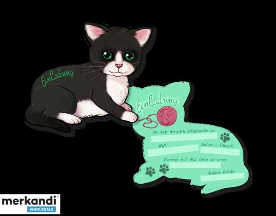 KATZE   6 Einladungskarten