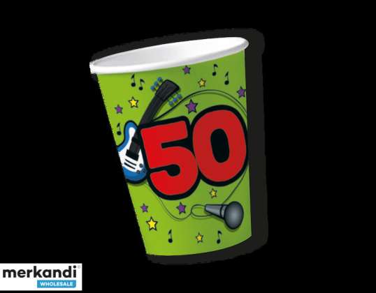50 ROUND BIRTHDAY 10 Paper Cups 200 ml