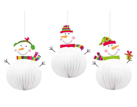 Snowman 3 Hanging Decorations 20 3 cm