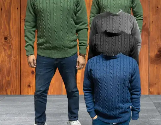 Mens Cable Heavy Knitwear Sweater Jumper Pullover Sweatshirt Long Sleeve Tops