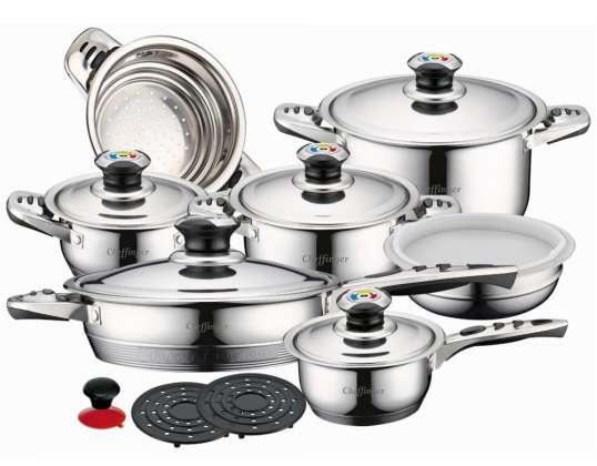 Cheffinger CF 1600S: 16 Pieces Stainless Steel  Inox  Cookware Set