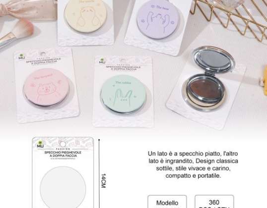 Animal Design Portable Double Sided Folding Cosmetic Mirror Feminine Gift. Mini Compact Makeup Mirror
