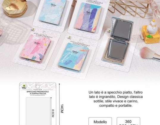Pastell-Design Tragbarer doppelseitiger faltbarer rechteckiger Kosmetikspiegel Feminines Geschenk, Mini-Kompakt-Make-up-Spiegel