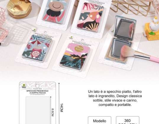 Design tropical portabil față-verso pliabil dreptunghiular oglindă cosmetică cadou feminin, mini oglindă compactă de machiaj