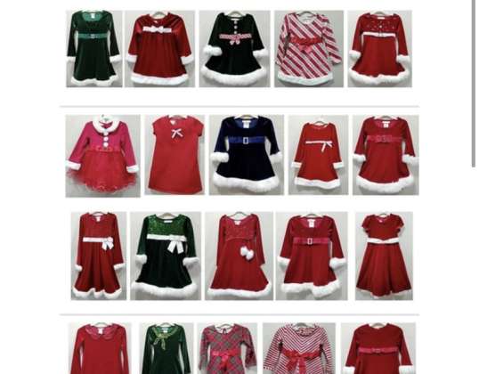 Assorted Girls Christmas Dresses for Ages 2 to 8 - Bulk Pack of 100 Units at 
£4 Each, Seasonal Patterns and Styles