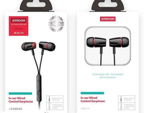 Joyroom øretelefoner kablet i øret hodetelefoner med fjernkontroll og mikrofon
