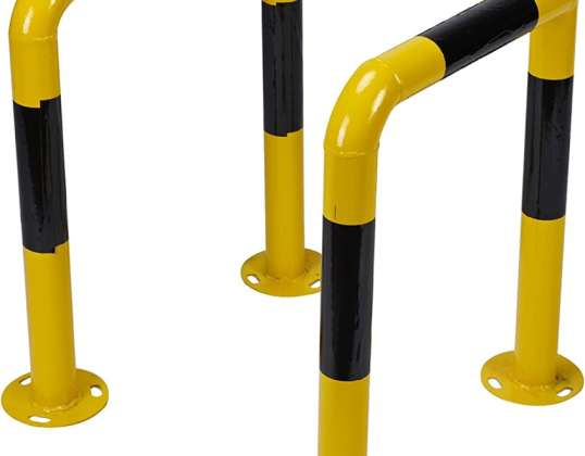 Lagerbeskyttelse - Kollisjonsbeskyttelse for stolper, søylebeskyttelse i stål svart/gult