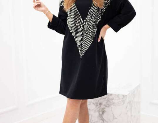 Cotton dress with decorative sequins black Made of high-quality cotton, this dress is guaranteed to be soft and comfortable to wear