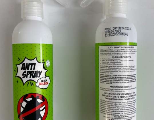 Anti Mite Spray against House Dust Mites Control of Mites for Beds, Mattresses, Textiles, BBD 2024, Brand: Anti Spray, for Resellers, A-Stock