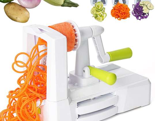 SPIRAL Slicer Vegetabilsk rivjern 8in1 Kjøkkenmakuleringsmaskin + 6 BLADER VC-03