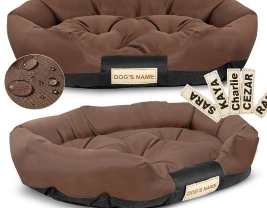 Šunų lova OVAL 115x95 cm Personalizuota vandeniui atspari ruda