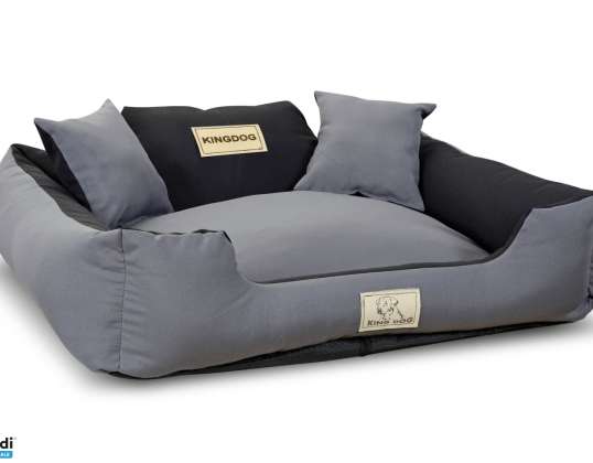 Pseći krevet za igranje KINGDOG 115x95 cm Personalizirana nepokretna antislip siva