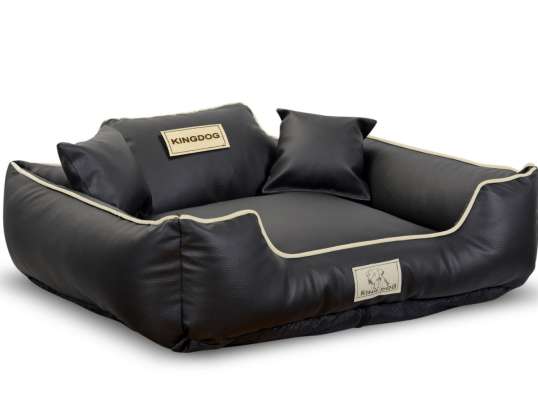 Dog bed playpen KINGDOG ECOLEATHER 100x75 cm Personalized UNMOVABLE Antislip Black