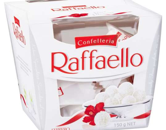 Didmeninė prekyba Raffaello 150 gr pakuotės - 150 dėklų ant padėklo, paruošta išsiųsti iš Vroclavo