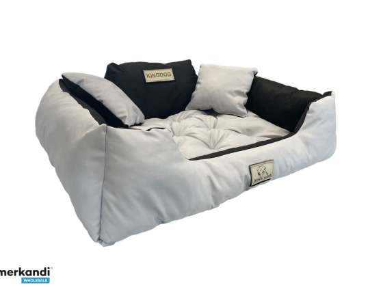 Кучешко легло за игра KINGDOG 75x65 см Персонализирано водоустойчиво светло сиво